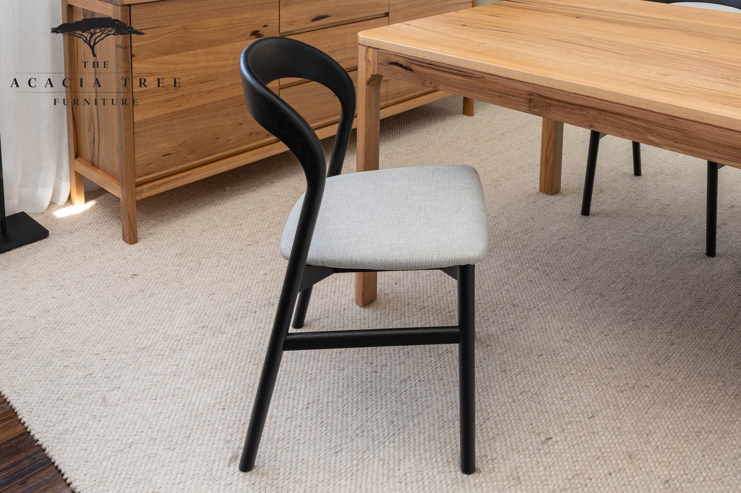 Freya Solid American Oak Upholstered Dining Chair (Black)