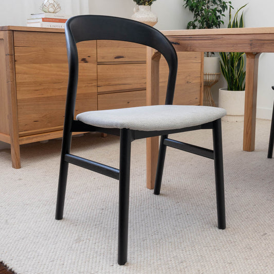 Freya Solid American Oak Upholstered Dining Chair (Black)