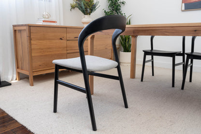 Freya Solid American Oak Upholstered Dining Chair (Black)
