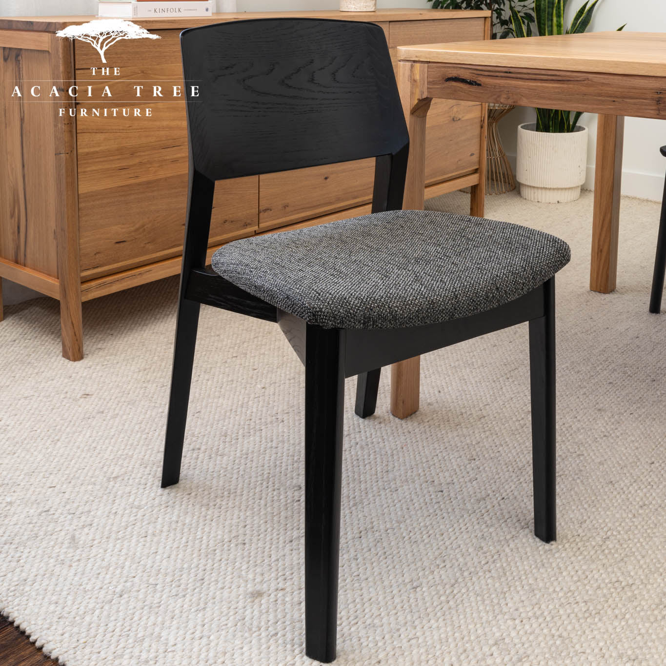 Pisa Australian Messmate Hardwood Upholstered Seat Dining Chair (Black)