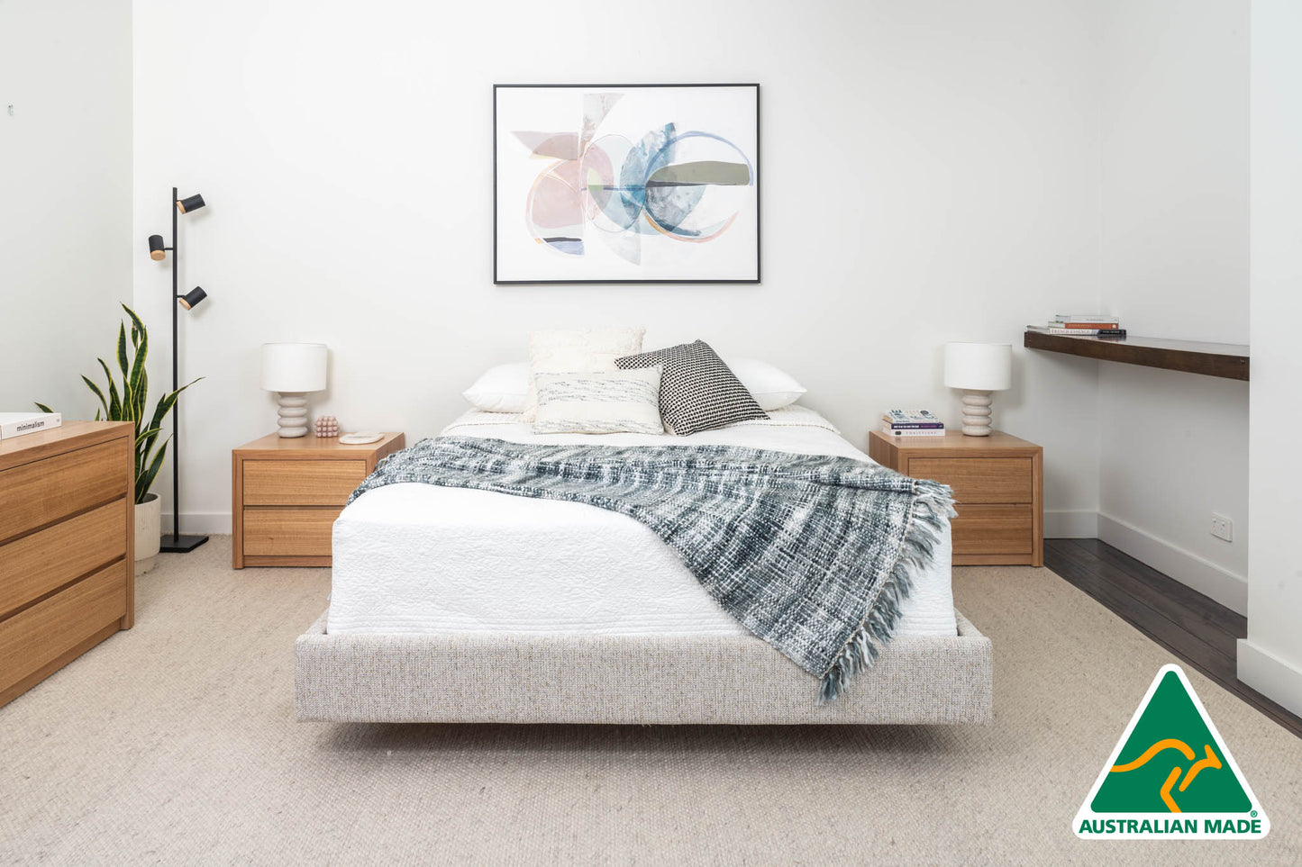 Yakka Fully Upholstered Floating Bed Frame - Made in Australia