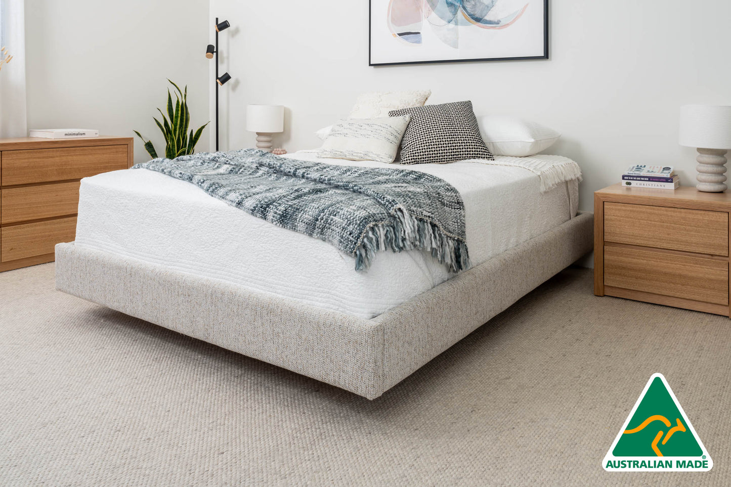 Yakka Fully Upholstered Floating Bed Frame - Made in Australia