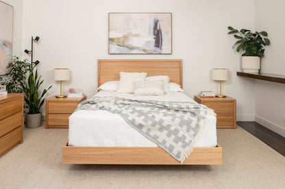 Yakka™️ Timber Headboard Floating Bed Frame (Solid Tasmanian Oak) - Made in Australia