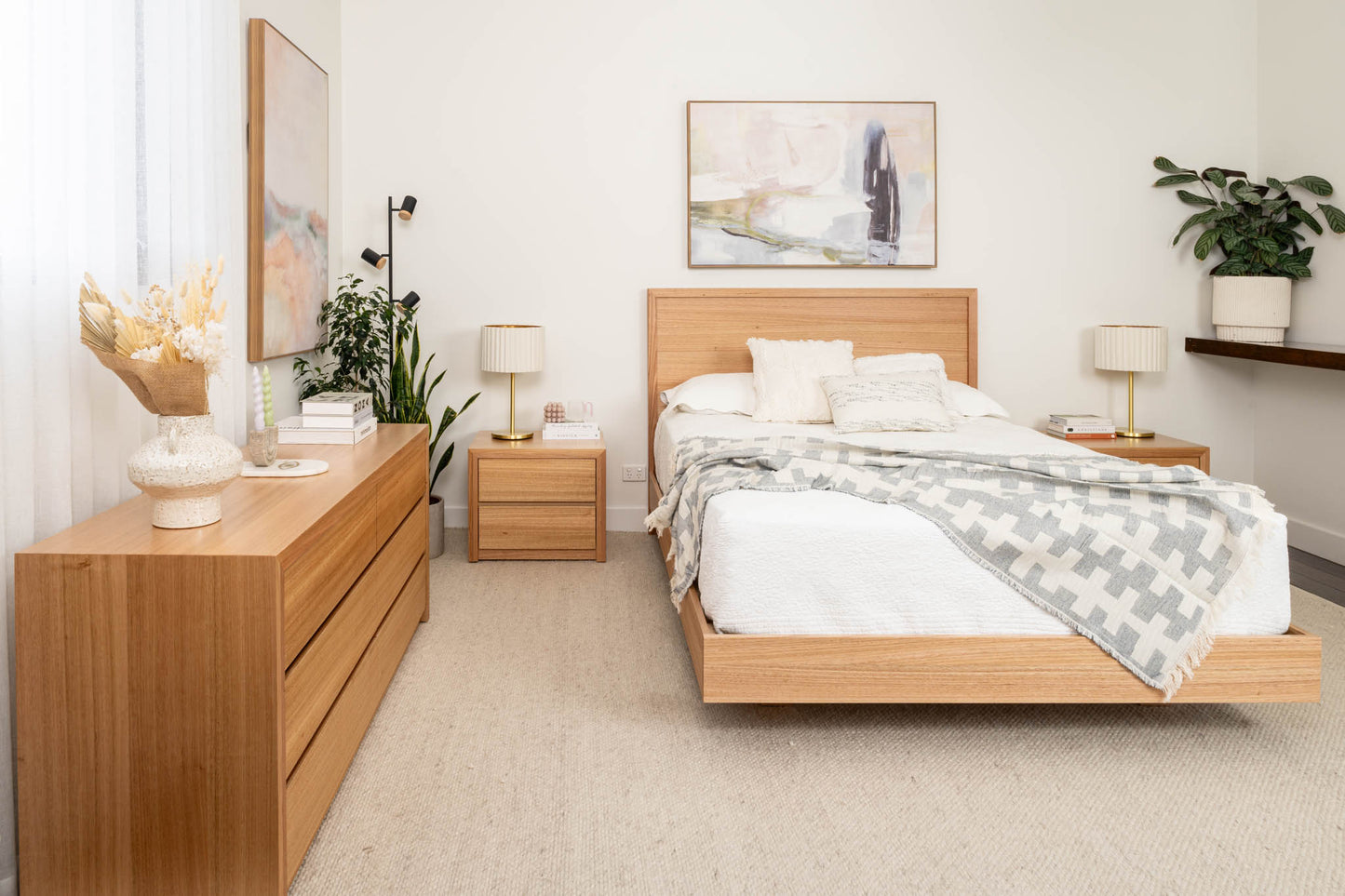 Yakka Timber Headboard Bedroom Suite (Solid Tasmanian Oak)- Made in Australia