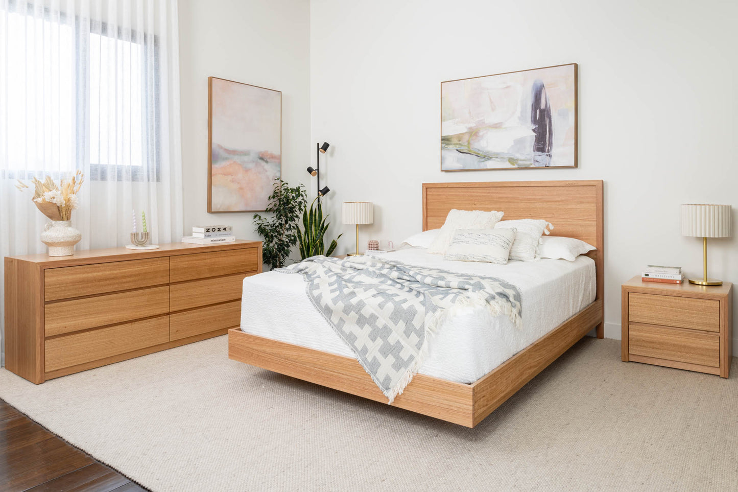 Yakka Timber Headboard Bedroom Suite (Solid Tasmanian Oak)- Made in Australia