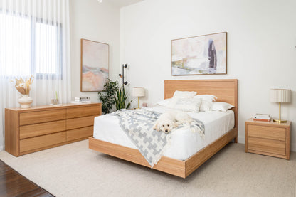Yakka™️ Timber Headboard Floating Bed Frame (Solid Tasmanian Oak) - Made in Australia
