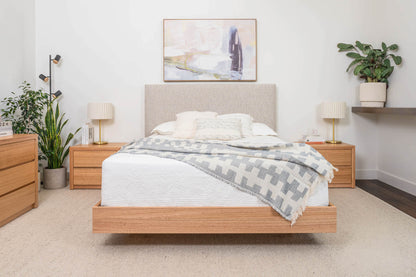 Yakka Upholstered Headboard Tasmanian Oak Bed Frame