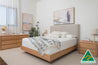 Yakka Upholstered Headboard Floating Bed Frame (Solid Tasmanian Oak)- Made in Australia