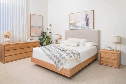 Yakka Upholstered Headboard Tasmanian Oak Bed Frame
