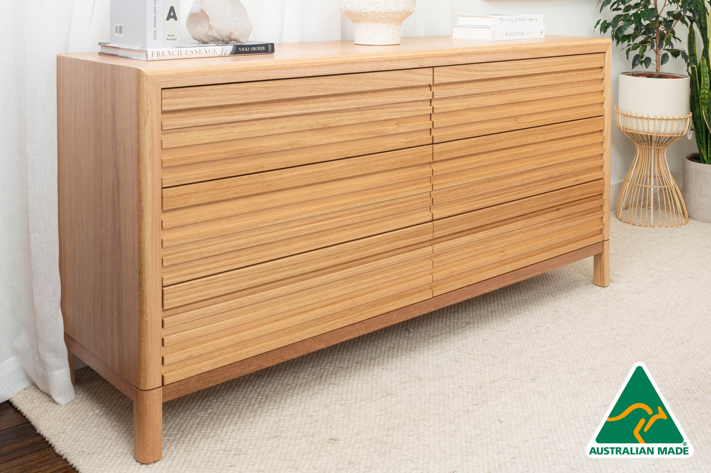 Luna Tasmanian Oak 6 Drawer Dresser - Made in Australia