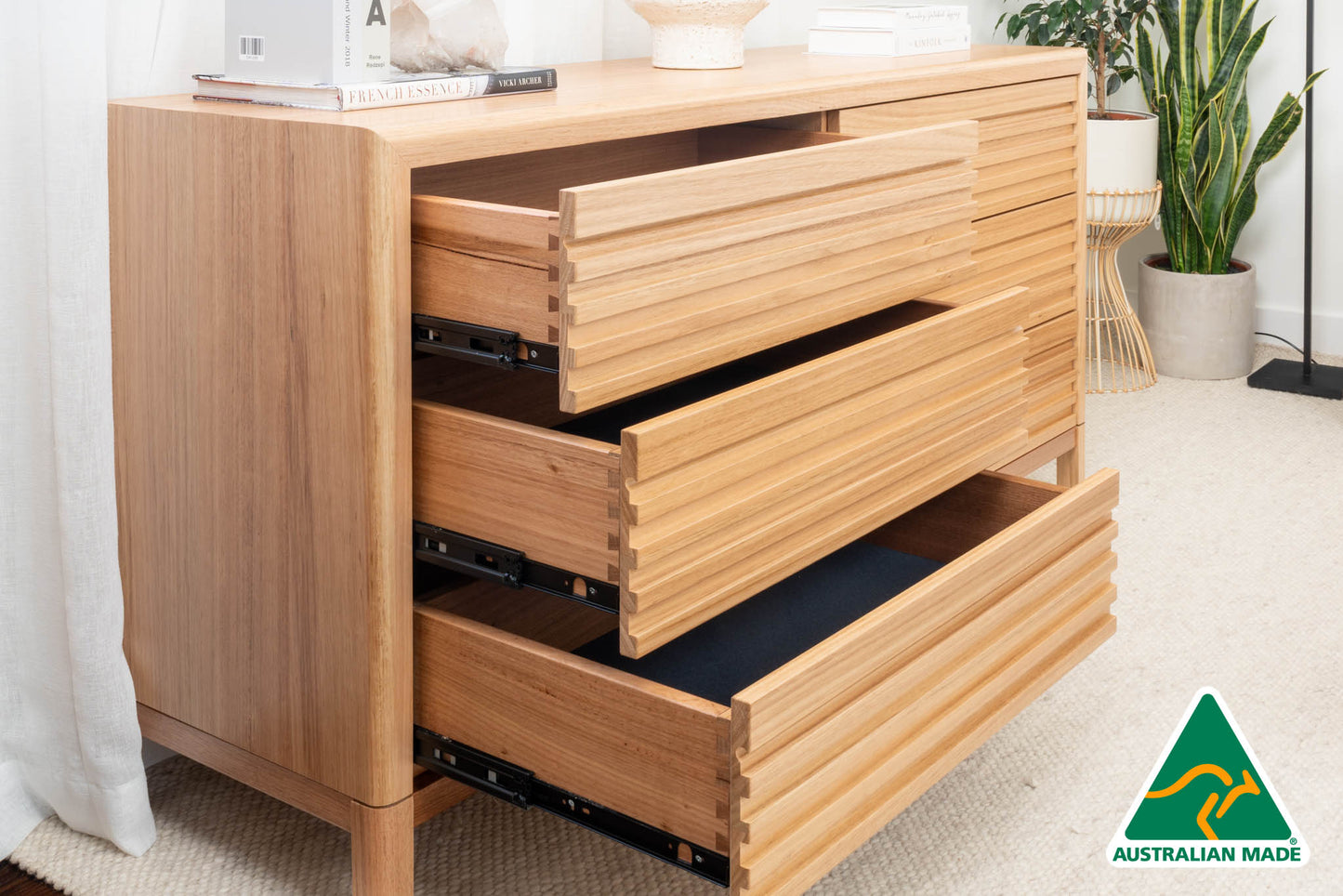 Luna Tasmanian Oak 6 Drawer Dresser - Made in Australia