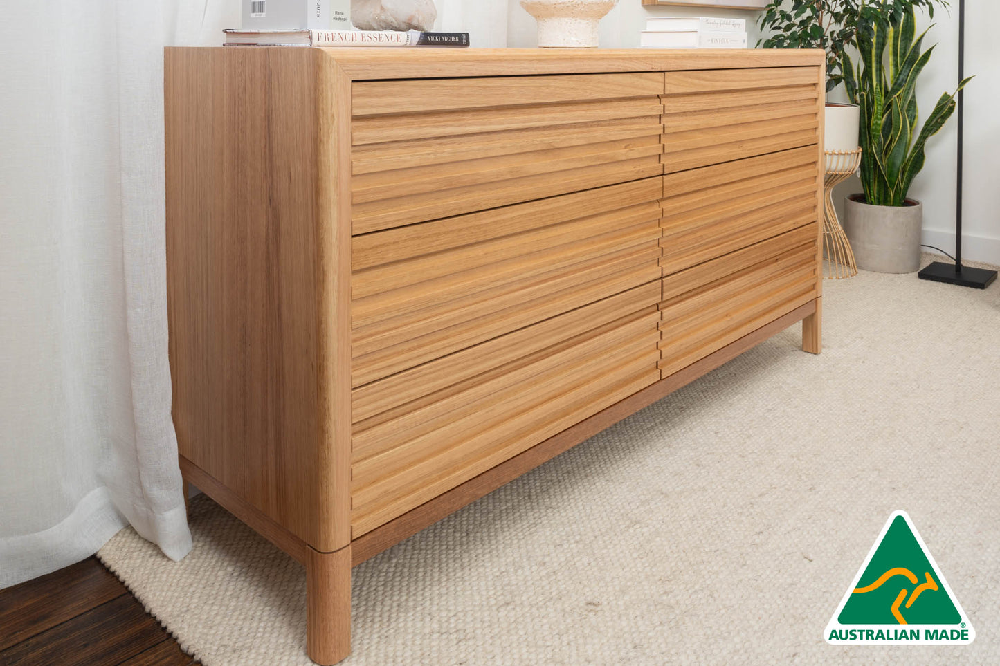 Luna Tasmanian Oak 6 Drawer Dresser - Made in Australia