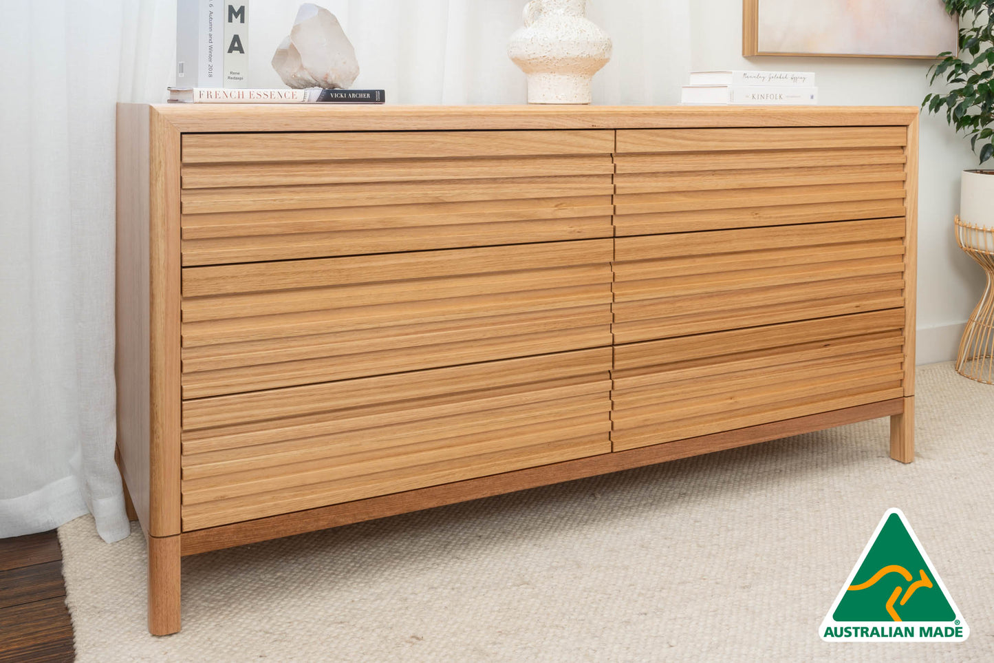 Luna Tasmanian Oak 6 Drawer Dresser - Made in Australia