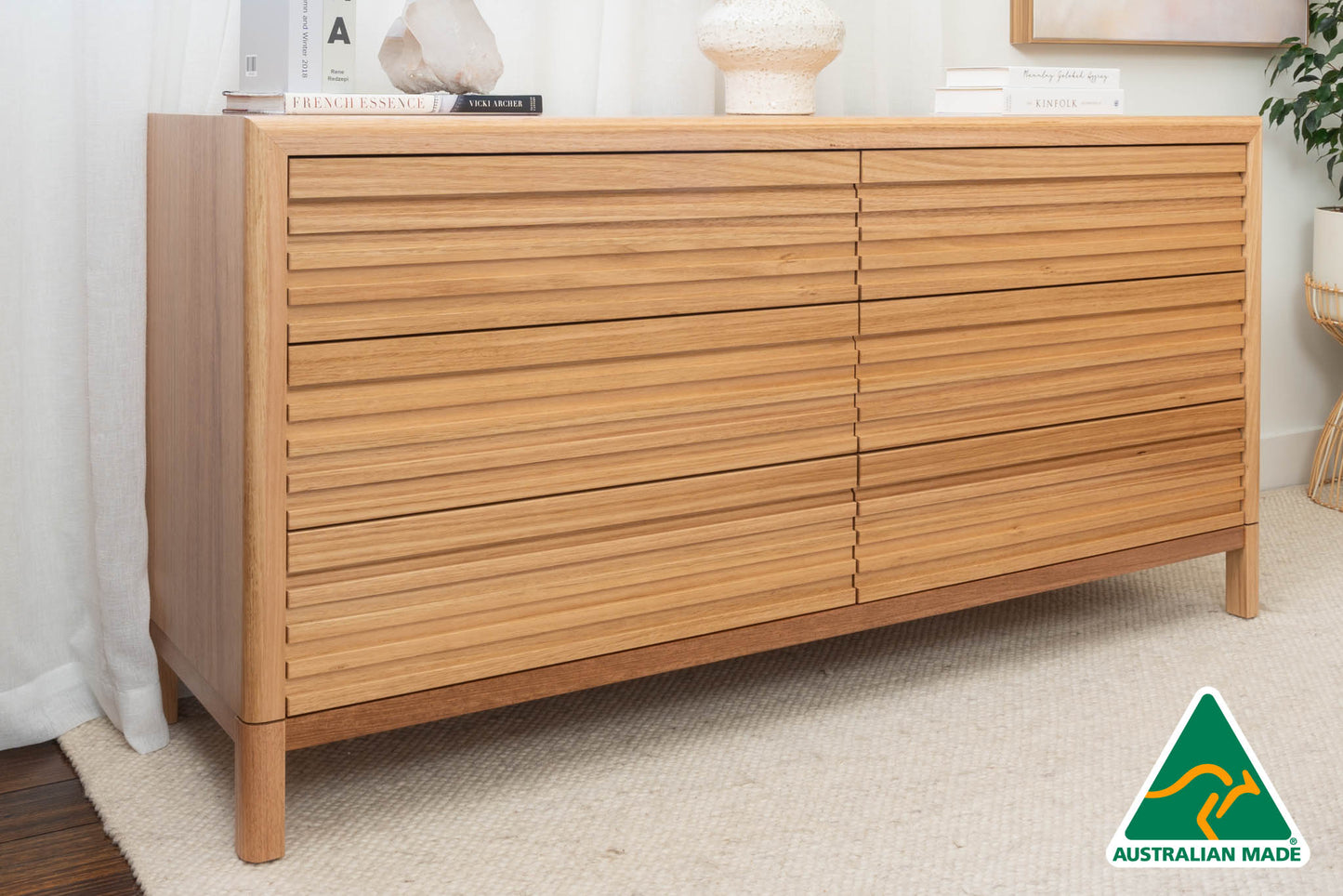 Luna Tasmanian Oak 6 Drawer Dresser - Made in Australia