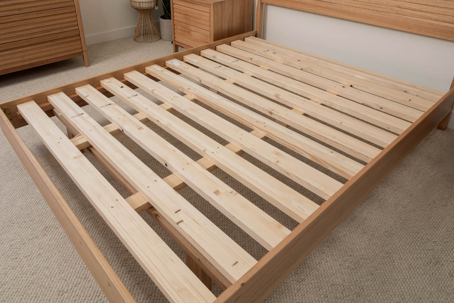 Yakka Luna Headboard Tasmanian Oak Floating Bed Frame