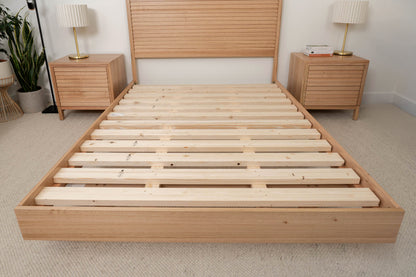 Yakka Luna Headboard Tasmanian Oak Floating Bed Frame