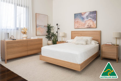 Yakka™️ Luna Headboard Floating Bed Frame (Solid Tasmanian Oak) - Made in Australia