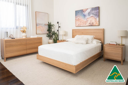 Yakka™️ Luna Headboard Floating Bed Frame (Solid Tasmanian Oak) - Made in Australia