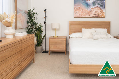 Yakka™️ Luna Headboard Floating Bed Frame (Solid Tasmanian Oak) - Made in Australia