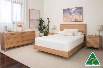 Yakka™️ Luna Headboard Floating Bed Frame (Solid Tasmanian Oak) - Made in Australia