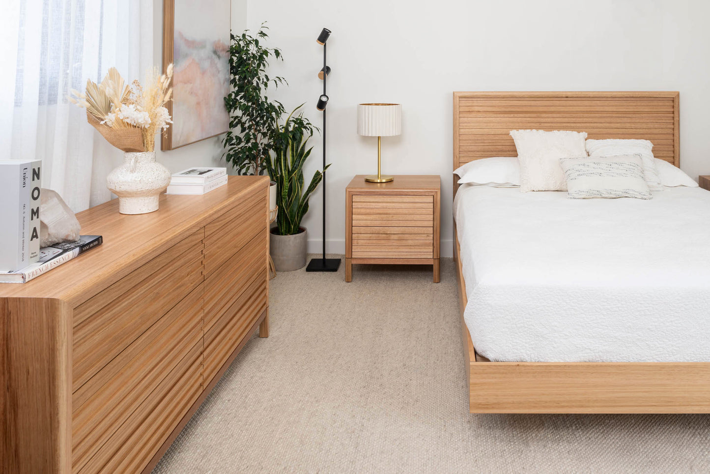 Yakka Luna Headboard Tasmanian Oak Floating Bed Frame