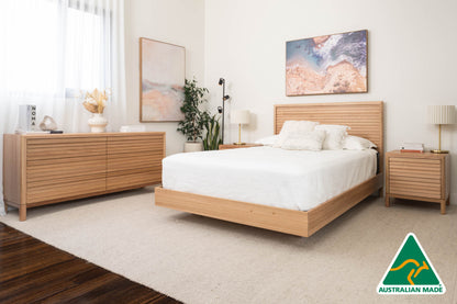 Yakka™️ Luna Headboard Floating Bed Frame (Solid Tasmanian Oak) - Made in Australia