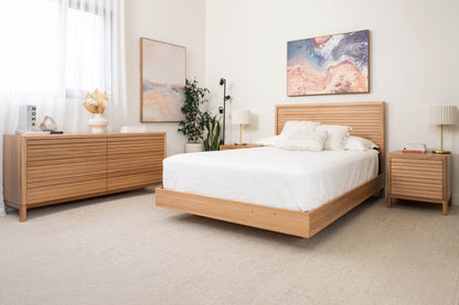 Yakka Luna Headboard Tasmanian Oak Floating Bed Frame