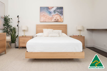 Yakka™️ Luna Headboard Floating Bed Frame (Solid Tasmanian Oak) - Made in Australia