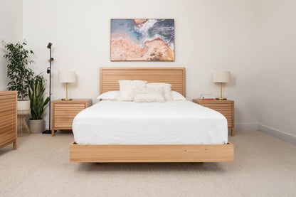 Yakka Luna Headboard Tasmanian Oak Floating Bed Frame