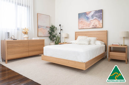 Yakka™️ Luna Headboard Floating Bed Frame (Solid Tasmanian Oak) - Made in Australia