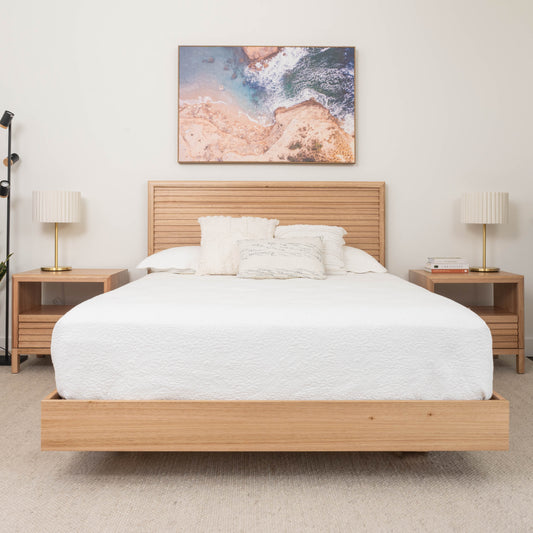 Yakka Luna Headboard Floating Bed Frame (Solid Tasmanian Oak) - Made in Australia
