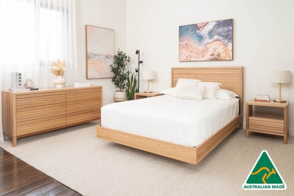 Yakka™️ Luna Headboard Floating Bed Frame (Solid Tasmanian Oak) - Made in Australia
