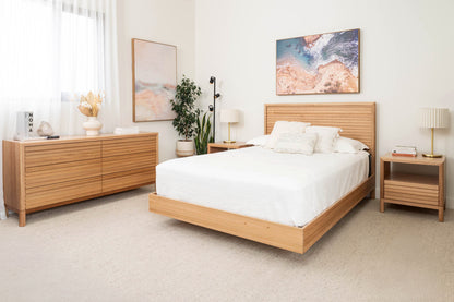 Yakka Luna Headboard Tasmanian Oak Floating Bed Frame