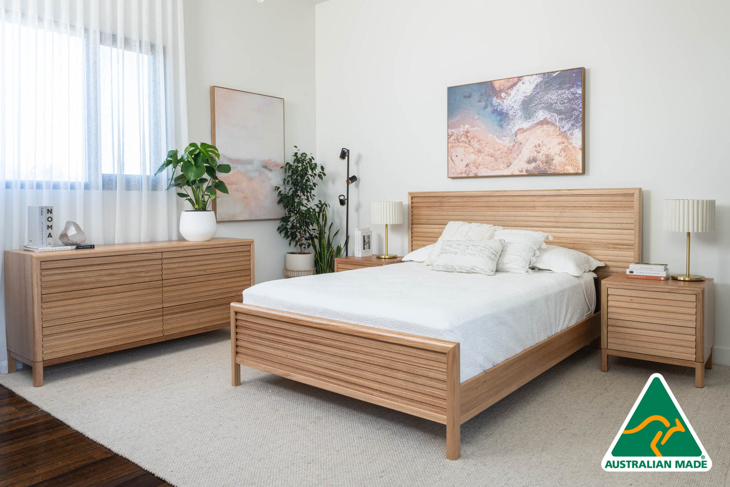 Luna Extended Headboard Bedroom Suite (Solid Tasmanian Oak)- Made in Australia