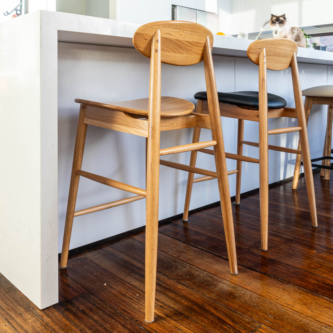 Lotus Solid American Oak Hardwood Bar Stool