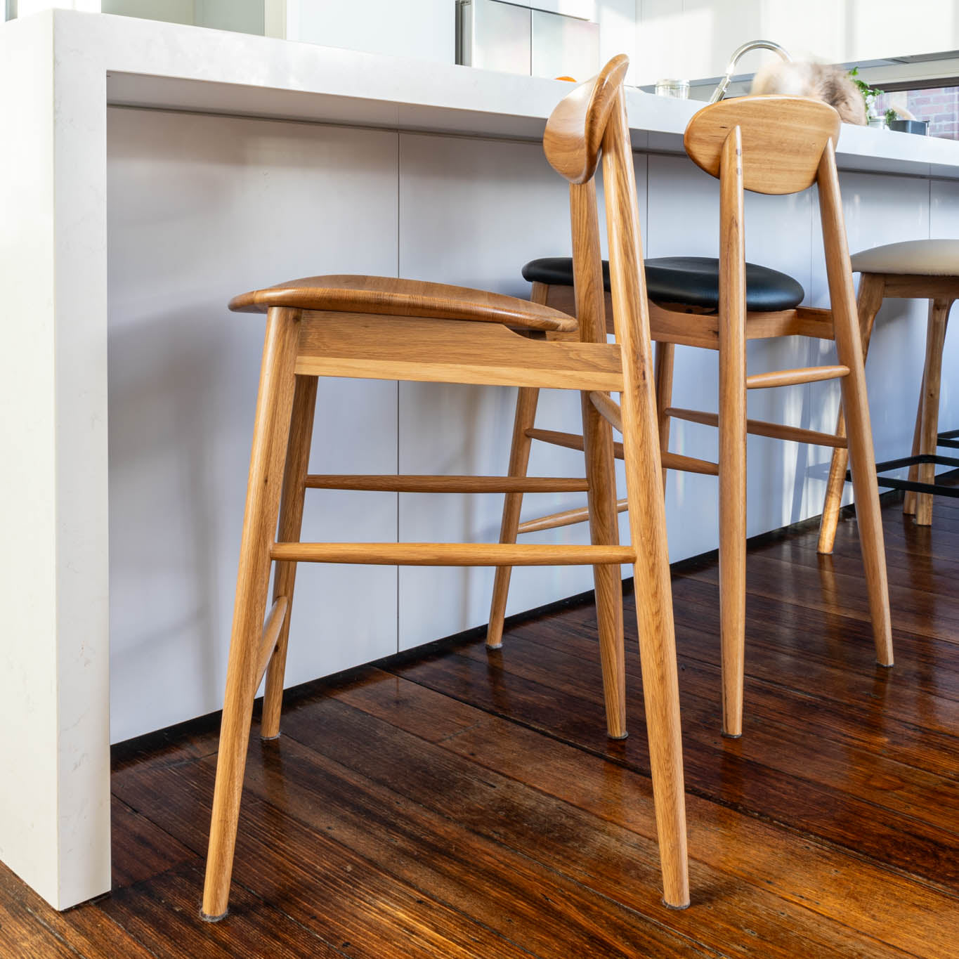 Lotus Solid American Oak Hardwood Bar Stool