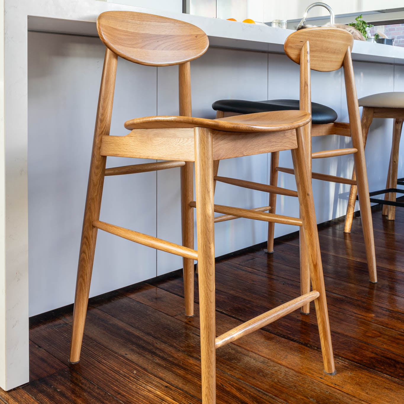 Lotus Solid American Oak Hardwood Bar Stool