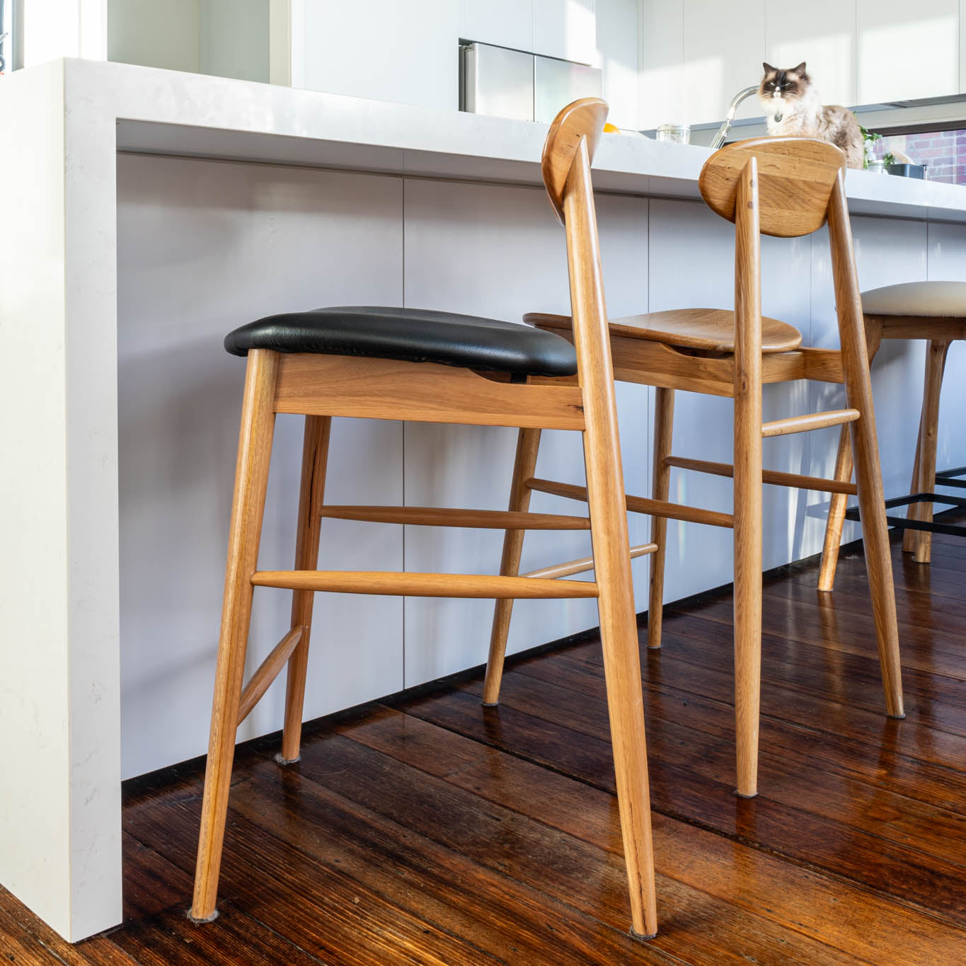 Lotus Solid Australian Blackbutt Hardwood Bar Stool