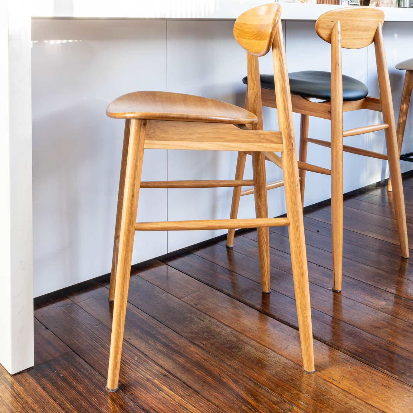 Lotus Solid American Oak Hardwood Bar Stool