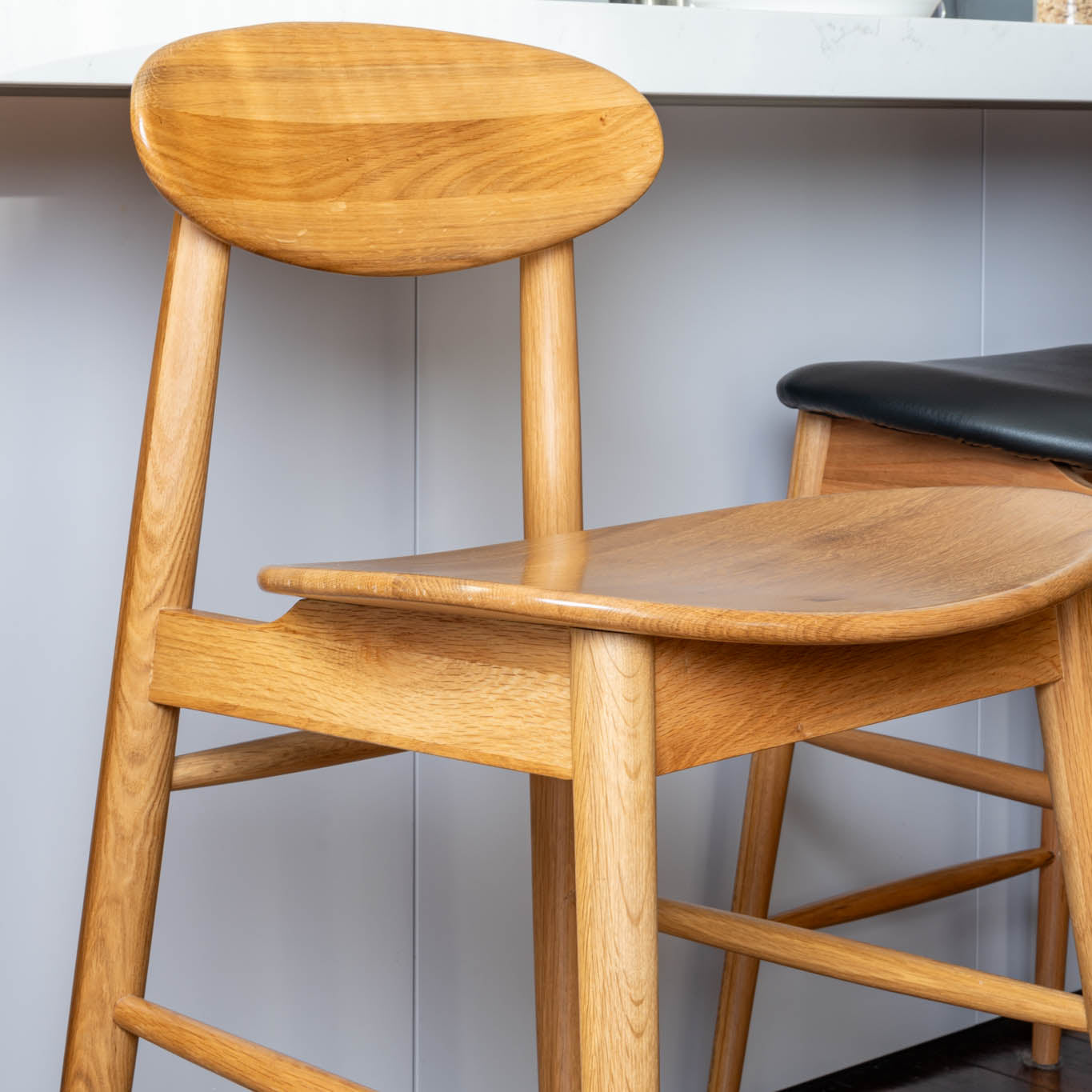 Lotus Solid American Oak Hardwood Bar Stool