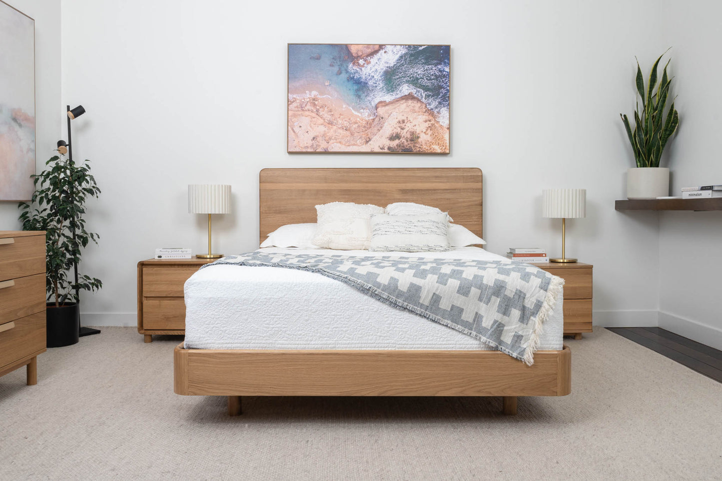 Solara Solid American Oak Bed Frame