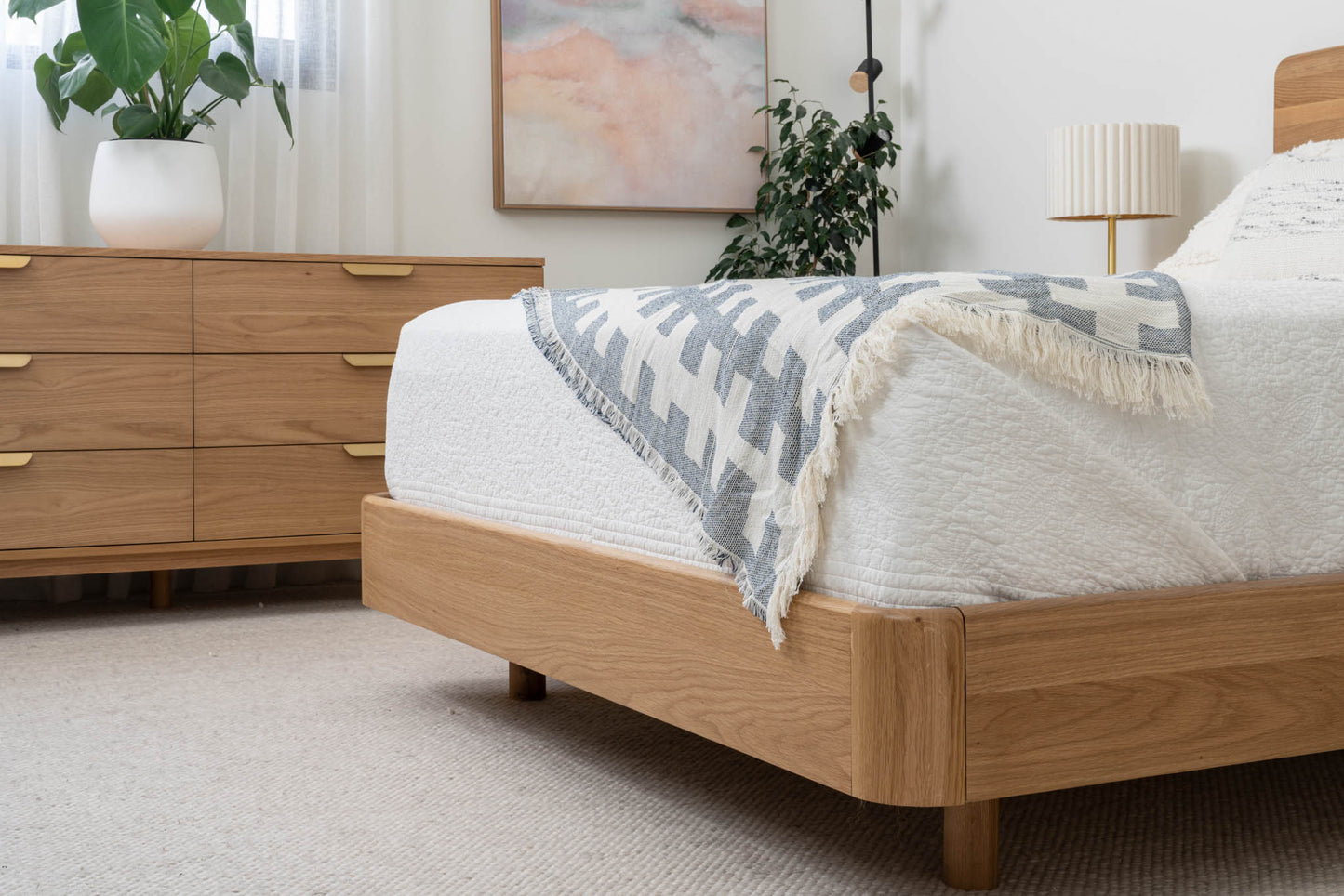 Solara Solid American Oak Bed Frame