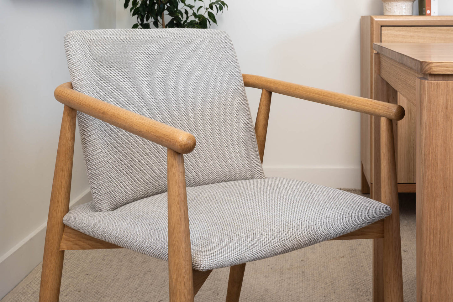 Asha Solid American Oak Upholstered Dining Chair