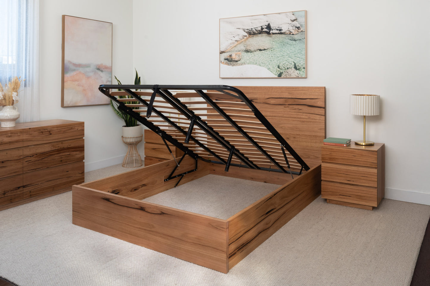 York Gas Lift Fully Solid Australian Bed Frame - Made in Australia