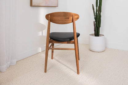 Lotus (Natural) Solid Australian Blackbutt with Black PU Seat Hardwood Dining Chair