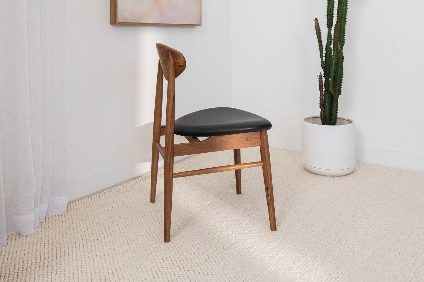 Lotus (Natural) Solid Australian Blackbutt with Black PU Seat Hardwood Dining Chair