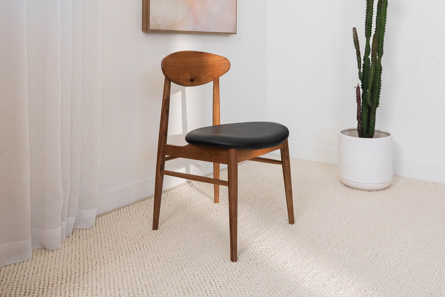 Lotus (Natural) Solid Australian Blackbutt with Black PU Seat Hardwood Dining Chair