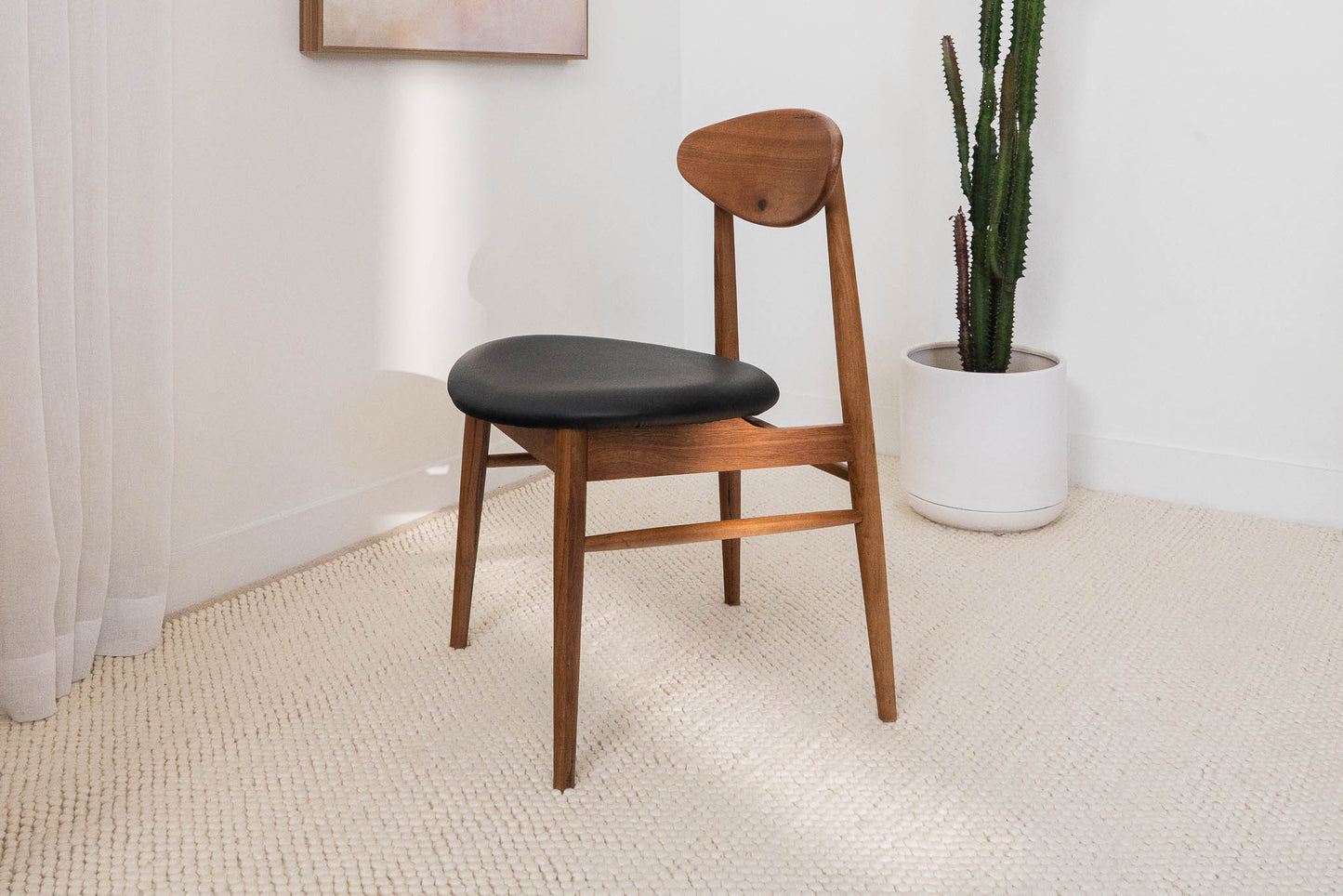 Lotus (Natural) Solid Australian Blackbutt with Black PU Seat Hardwood Dining Chair