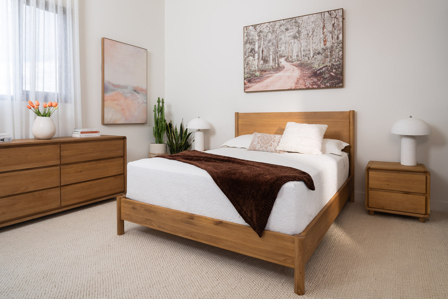 Solara Haven Solid American Oak Bed Frame