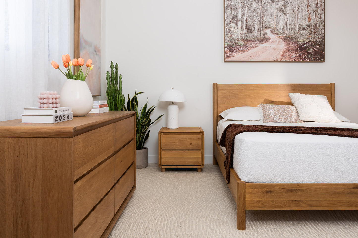 Solara Haven Solid American Oak Bed Frame